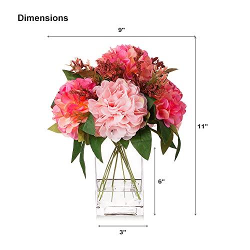 Enova Floral Artificial Flower Arrangement In Vase, Fake Flowers Arrangement With Vase, Silk Fake Dahlia Flower In Clear Glass Vase With Faux Water For Home Decor, Wedding Centerpieces (Pink) #TOP4