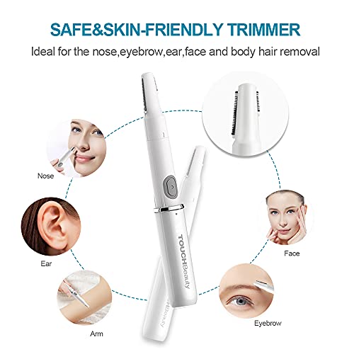 Touchbeauty Face Eyebrow Nose Ear Hair Trimmer, All-In-One Hair Remover For Women & Men, Dual Blades Shaver Battery Powered Upgraded Version Tb-1458(White) #TOP1