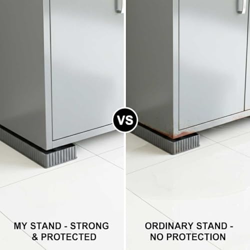 Image of SAI PRASEEDA Multipurpose Almirah Stand | Grey | Appliance Stand Base | Suitable for Almirah, Fridge & Furniture