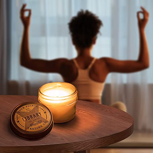 Library Scented Candle - 100% Soy Aromatherapy Candle - Perfect Book Lovers Gift Ideas For Birthday, Anniversary, Christmas, New Year, House Warming And More - Four Points Trading Co. - 4Oz #TOP6