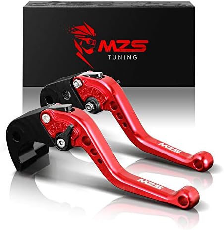 MZS Red Motorcycle Brake Clutch Levers Adjustable Short CNC Compatible with VF750S Sabre 1982-1986 | VFR750 1991-1997 | VFR800 VFR800F 2002-2019 | VTR1000F Firestorm 1998-2005 | CBF1000 2006-2009