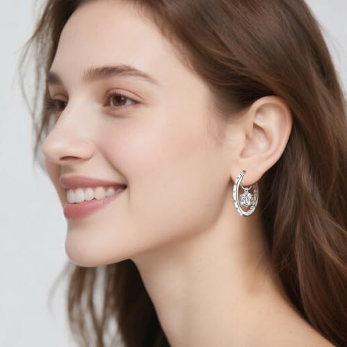 Sterling Silver Large Hoop Earrings for Women - Hypoallergenic Sparkly Round Cubic Zirconia Loop Earrings for Ladies for Sensitive Ears Lightweight Fashion CZ Huggie Earrings,29MM,Gifts for Her2