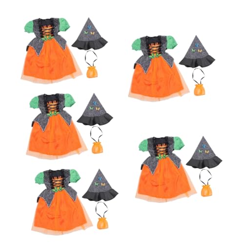 TENDYCOCO 5 Juegos Disfraces Infantiles Niños Vestidos De Fiesta Traje De Bruja Para Mujer Disfraz De Bruja Para Niños Pequeños Varita De Bruja Trajes Maquillaje Spandex Niña Paseo