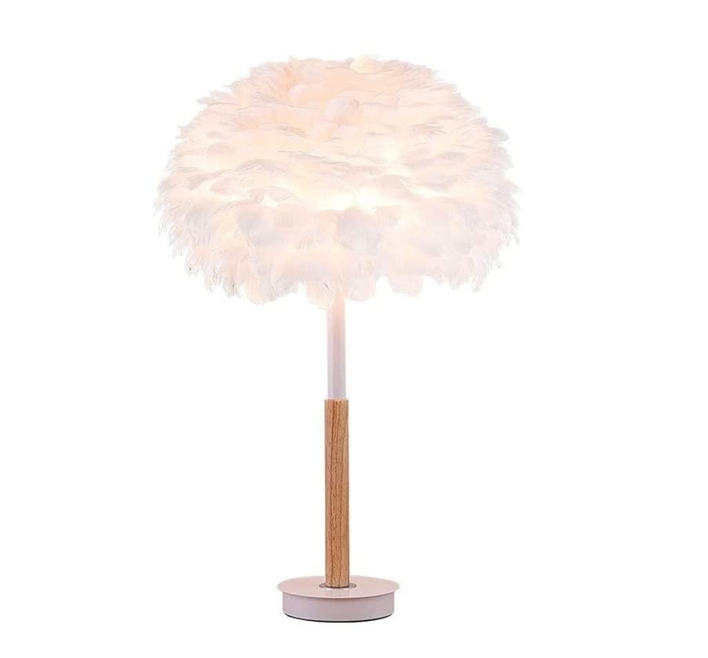 Comodino Comodino Paralume in Piuma Lampada da scrivania in Ferro Battuto in Legno Creativo Nordico Camera da Letto Soggiorno Lampade Lampada da Tavolo per