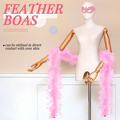 Norhogo pink feather boa, 1.8m pink feathers scarf for Women boa and glasses, feather boa - Image 4