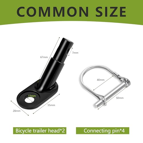 WUFANC Fahrradanhänger Kupplung 2er Set, Fahrrad Anhängerkupplung mit Sicherungsstift, Hundeanhänger für Fahrrad aus Verzinktem Eisen, für Fahrrad-kinderanhänger Kinderwagen Lastenanhänger