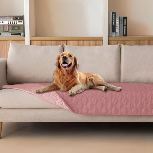 Image of gogobunny 3X Stronger Waterproof Pet Blanket, Scratch Proof Furniture Protector for Dogs Cats, Reversible Cover 30x80 Inch, Dark Pink /Light Pink