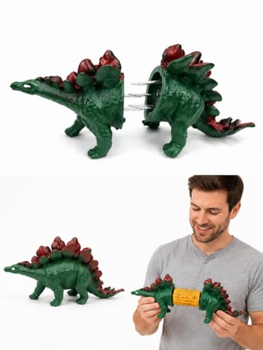 Dinosaur Corn Holders for Corn on the Cob, Funny Corn Cob Holders with Prongs, Reusable Corn Holders for Kids & Adults, BBQ, Picnic, Grill & Outdoor