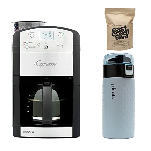 Capresso 464.05 Coffeeteam Gs 10-Cup Digital Coffee Maker Bundle With East Coast Blend Whole Bean Coffee And Stainless Steel Tumbler (3 Items) #TOP3
