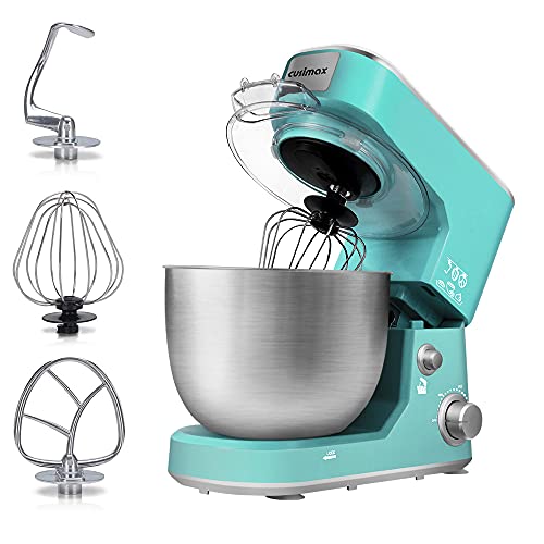 Stand Mixer, CUSIMAX Dough Mixer Tilt-Head Electric Mixer with 5-Quart Stainless Steel Bowl, Dough Hook, Mixing Beater and Whisk, Splash Guard, Green Food Mixer