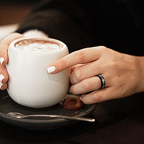 Greenpod Mens Tungsten Ring Wedding Band 6mm 8mm 10mm Engraved I Love You Thin Blue/Rose Gold/Black Centre Groove Comfort Fit Size 6-174