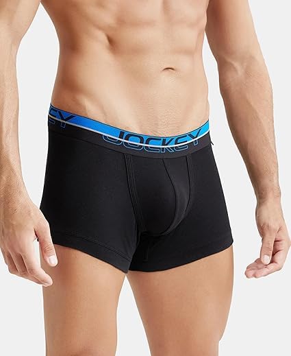 Image of Jockey FP03 Men's Super Combed Cotton Rib Solid Trunk with Ultrasoft Waistband