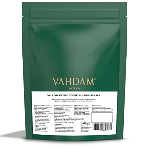 Vahdam, Darjeeling​ Tea Leaves​ From Himalayas 170+ Cups (340G/12Oz) Pure Unblended Darjeeling Black Tea, Ftgfop1 Grade Loose Leaf Tea, Packed & Shipped Direct From Source In India #TOP4