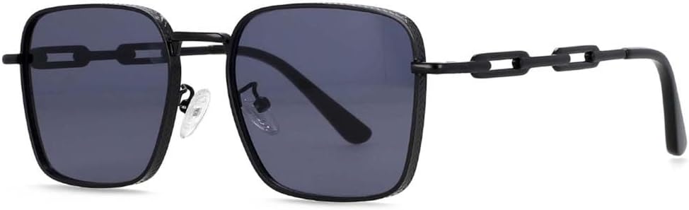 Rectangle Sunglasses for Men Chain Leg Men's and Women's Metal Sunglasses Uv400