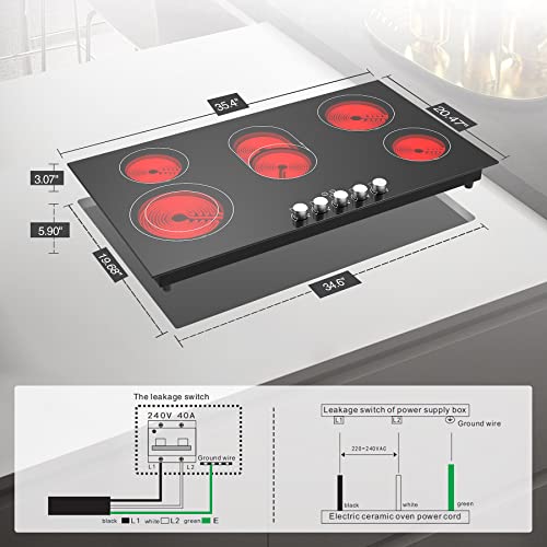 Vbgk Electric Cooktop, Electric Stove Burner,Built-In And Countertop Electric Stove Top, Led Touch Screen,9 Heating Level, Timer & Kid Safety Lock, Touch Control And Knob Control #TOP2