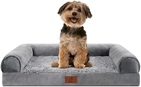 Mesa Lemon Dog Beds for Medium Dogs, Washable Dog Bed with Removable Cover, Orthopedic Dog Bed with Waterproof Lining, Memory Foam Bolster Dog Sofa with Nonskid Bottom, Waterproof Dog Bed