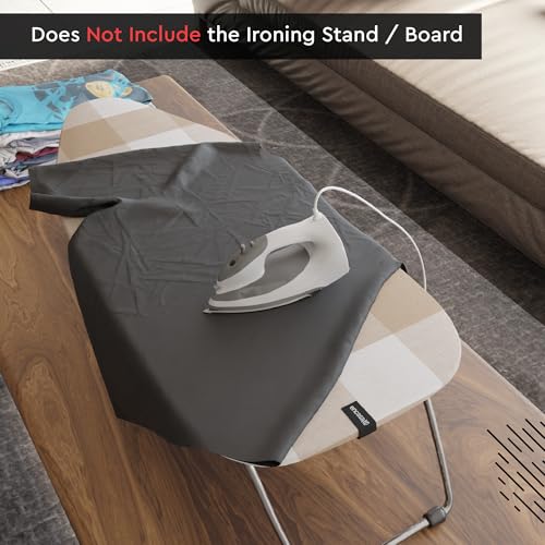 Image of Encasa XO Ironing Board Covers and Pad - 72x30 cm Fits Mini Iron Boards, Thick 4mm Felt, Elasticated Fit, Heat & Scorch-Resistant, Elastic Bungee Cord Tightening & Lock Buffalo Beige