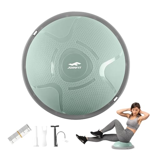 45CM Half Balance Ball - Core Training Ball for Yoga, Green/Grey/Pink Exercise Balance Ball for Pilates & Full-Body Workouts | Includes Bonus Foot Pump (Therapy & Fitness Use) (Green)