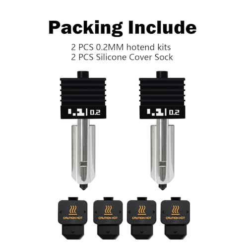 HzdaDeve 2-Pack P2S/H2D/H2S 0.2MM Combo Hotend Druck Kopf Hot End Kit Extruder Upgrade Hochtemperatur gehärtete Stahldüse mit 2PCS Silikon Abdeckung Socke für Bambu Lab H2D Combo/A1/A1 Mini 3D Drucker