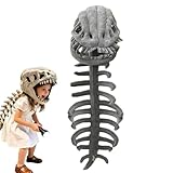 Genérico Disfraz realista esqueleto dinosaurio, esqueleto dinosaurio peluche para llevar puesto, traje dinosaurios peluche en 3D con casco calavera, disfraz huesos dinosaurios para Espectáculo(85cm)