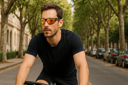 Polarized Sports Sunglasses For Men Women Cycling Driving Fishing UV400 Protection (Black Red/Grey+Black Blue/Blue)2