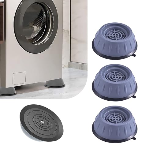 Projectfont Universelle Anti-Vibration-Füße aus Gummi und umweltfreundlichem Kunststoff für Waschmaschinen und Trockner, 4 Stück, Grau