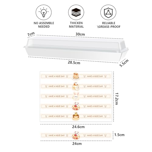 UgyDuky 25 PCS Chocolated Covered Strawberries Box with Clear Lids, 11.8*2.8*2 in To Go Paper Treat Box with Stickers, Disposable Food Containers, Macaron Packaging Boxes for Cocoa Bombs, Cookies (A) by UgyDuky - Image 2
