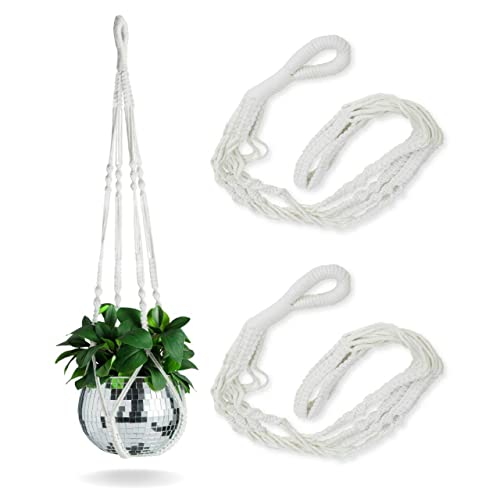 Macrame Plant Hanger With Three Ropes (No Tassel) - 35 Inch - Cotton Macrame Cord For Boho Decor Flower Pots - Bohemian Chic Home Decor, Simple Indoor Outdoor Hanging Houseplants Or Terrarium #TOP4