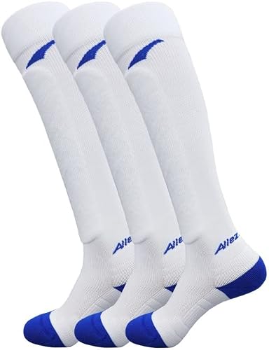Allez Advn High-tech Performance Fencing Socks - Kids Youth Adult Y8 Y10 Y12 Y14 Gear for Foil Epee Sabre - Set of 3 Pairs (S, Pearl White)