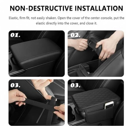 Image of Car Armrest Cushion with Storage, Heightened Padded Centre Console Extender with Quilted Leather-Finish Cover for Car, SUV and Compatible Vehicles, Car Armrest Cushion Pad