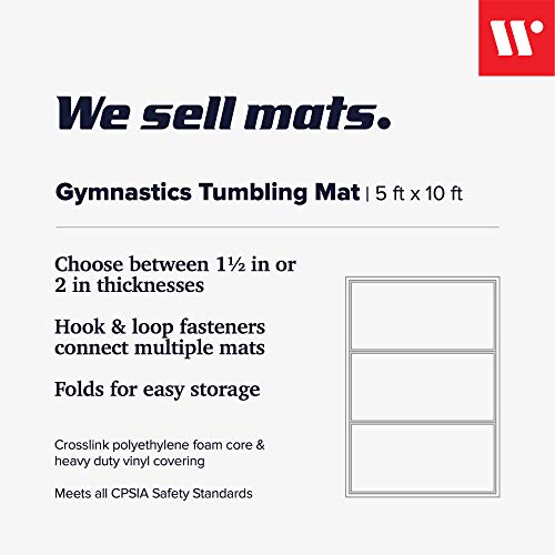 We Sell Mats Gymastics Multi-Sized Portable And Padded Folding Mat For Exercise, Yoga, Martial Arts, Portable With Hook & Loop Fasteners, 5' X 10' (1.5-Inch Thick), Blue (Gm5X10Blv4-35M) #TOP1