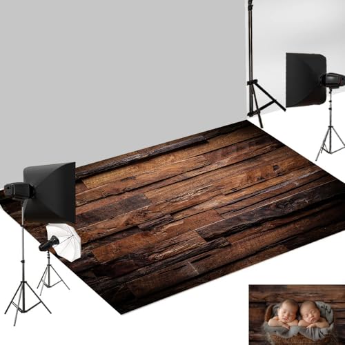 Kate Photography Floor Mats for Photo Studio - Wood Flooring Mat, Newborn Photography Drops, Rubber, 8x5ft