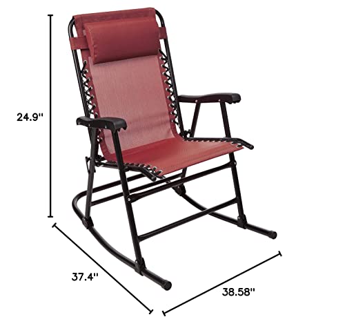 Amazon Basics Outdoor Textilene Zero Gravity Folding Lounge Rocker With Pillow, Red #TOP2