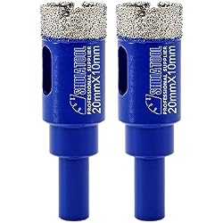SHDIATOOL Diamond Drill Bits 4/5-Inch,Core Bits with Round Shank Hole Saw Cutter for Porcelain Tile Marble Ceramic Granite,Dry Wetting Drilling 20mm (Pack of 2)