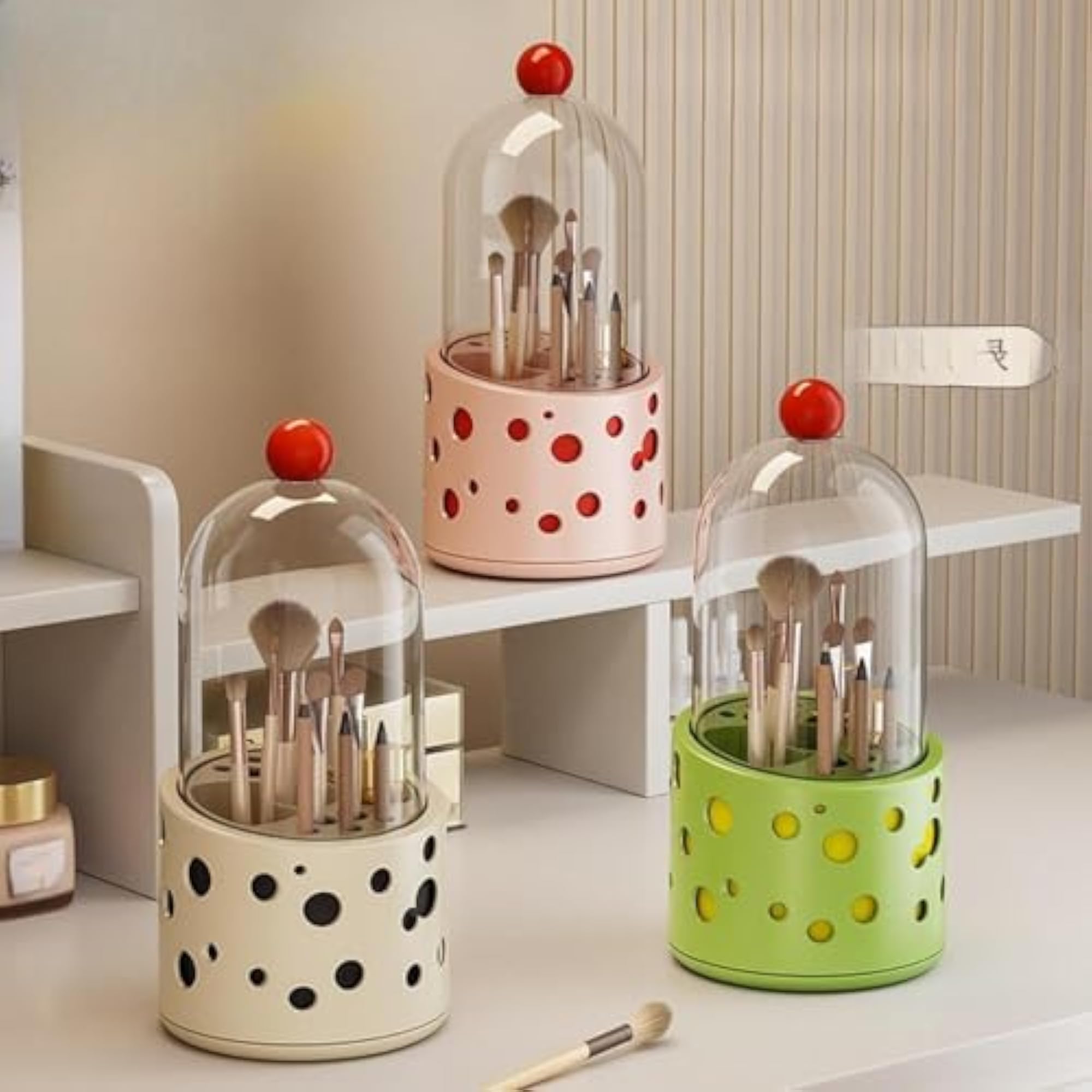Makeup Brush Organizer Large Capacity Dustproof 360 Rotating