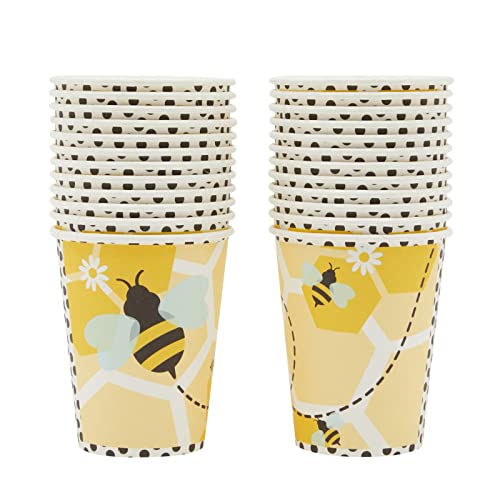 144 Piece Bumble Bee Party Supplies - Serves 24 Party Plates, Napkins, Cups, and Cutlery for What Will It Bee Gender Reveal Decorations - Thumbnail 6