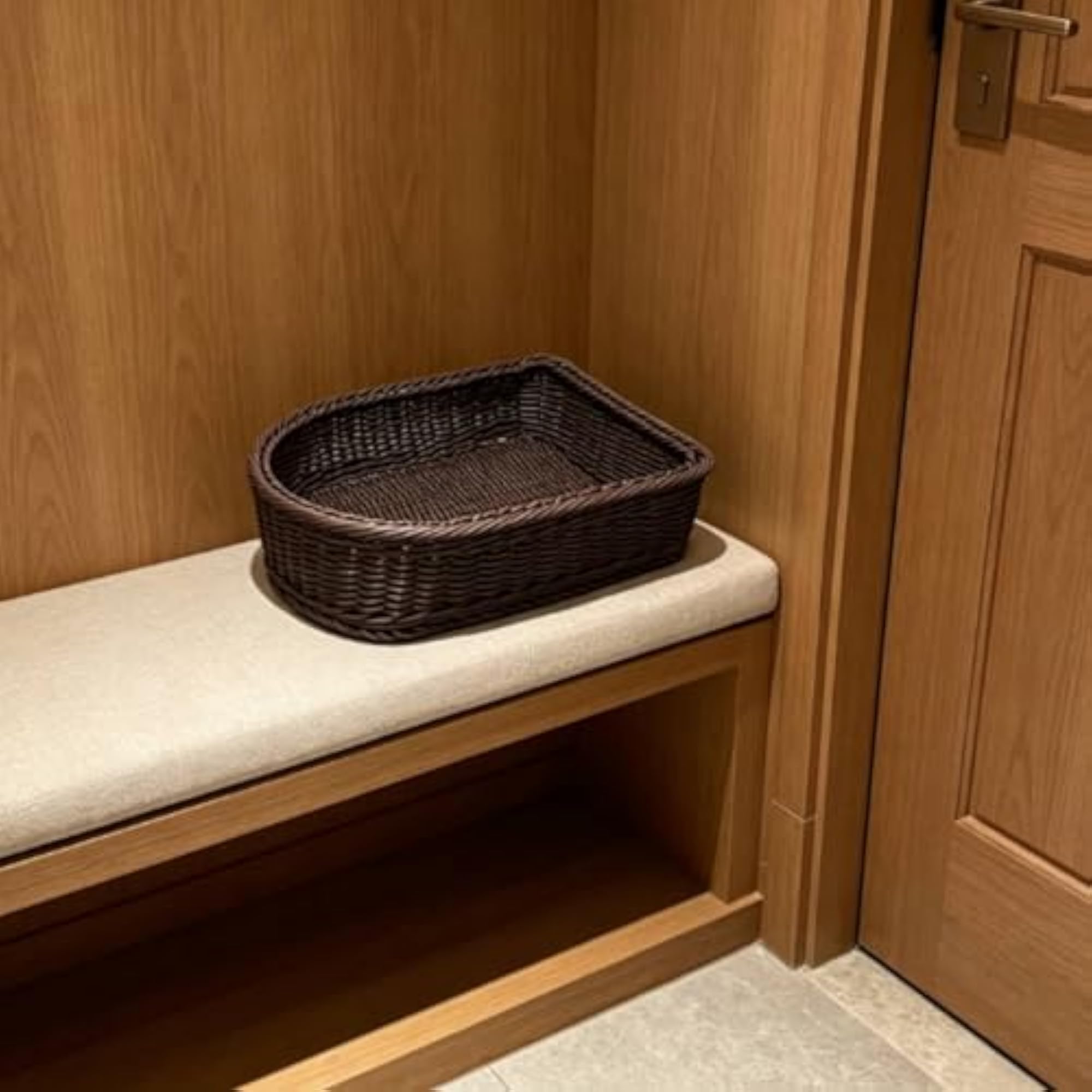 Large Capacity Imitation Rattan Slipper Basket, D-Shaped