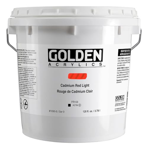 GOLDEN Heavy Body Acrylics, Cadmium Red Light, 128 fl. oz. Pail