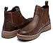 Jousen Chelsea Boots Men Leather Casual Retro Slip On Boots Elastic Fashion Ankle Boots for Men(AMY8141A Brown 9.5)