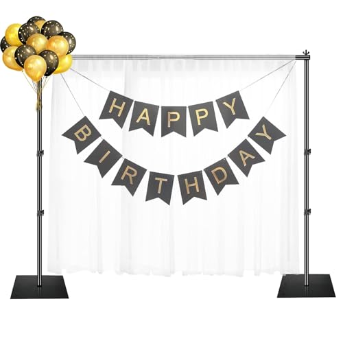 EMART Heavy Duty Backdrop Stand, 2.1mx3m/7x10 ft Adjustable Background Support System Kit with Steel Base for Photography, Photo Video Studio, Birthday Parties - Black
