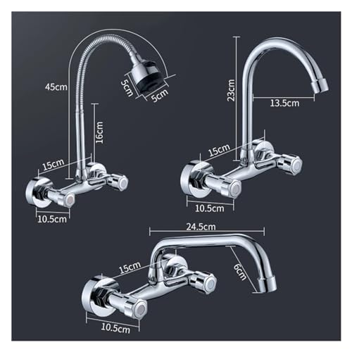 Robinet de cuisine mural double trou mitigeur eau froide chaude 02 - 4