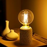 SYLW Mini Modern Stained Concrete Bedside Table Lamp, 3.5 x 3.5 x 8.5 Inch Nightstand Lamps, with Spherical Bulb Round Side Table Lamp for Bedroom Living Room Entryway Table Lamps