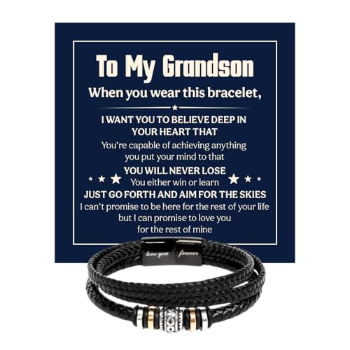 FG Family Gift Mall Grandson Birthday Ideas, Men Jewelry, Sentimental Gifts for Grandkid, Ideas for Grandson Grandkid Gifts from Granparent with Message Card and Gift Box