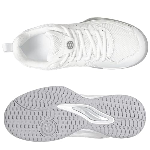 Sisttke Women's Badminton Pickleball Tennis Shoes White/Silver angle 7
