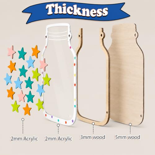 Image of Magnetic Star Reward Jar for Kids, Wooden Star Jar Reward System with Acrylic Tokens, Good Behavior Chart for Home, Classroom, Potty Training