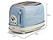 Ariete 0155/15 Retro Style 2 Slice Toaster, 6 Browning Levels and Removable Crumb Tray, 3 Functions Including Cancel, Defrost and Reheat, Non-Slip Feet, Vintage Design, Blue