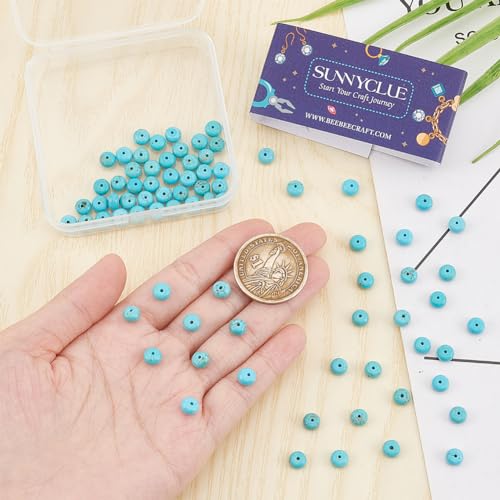 SUNNYCLUE 1 BOX 80PCS 6mm Turquoise Spacer Beads Stone Heishi Beads Small Natural Lucky Howlite Gemstone Flat Disc Loose Round Spacer Bead for Jewellery Making Beading Accessories Diy Earrings Craft - Image 3