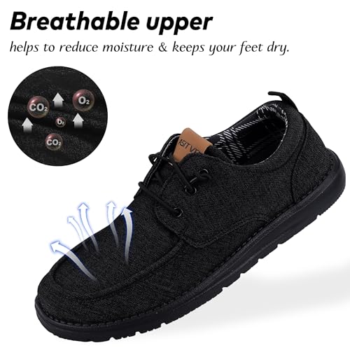 Image of ASITVO Men's Wide Canvas Loafers Slip on Boat Walking Shoes Casual Dress | Big Size Width Toe Box