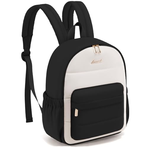LOVEVOOK Mini Backpack Purse for Women, Small Puffer Lightweight Backpack, Casual Daily Daypack Purse for Women, back pack with Anti-theft Pocket for Travel-Black and Beige by LOVEVOOK - Used condition - US$24.95