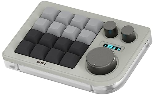 KEEBMONKEY Megalodon Triple Knob Macro Pad Programmable Designer Mini Keyboard 16 Keys (Soy), Grey And Black